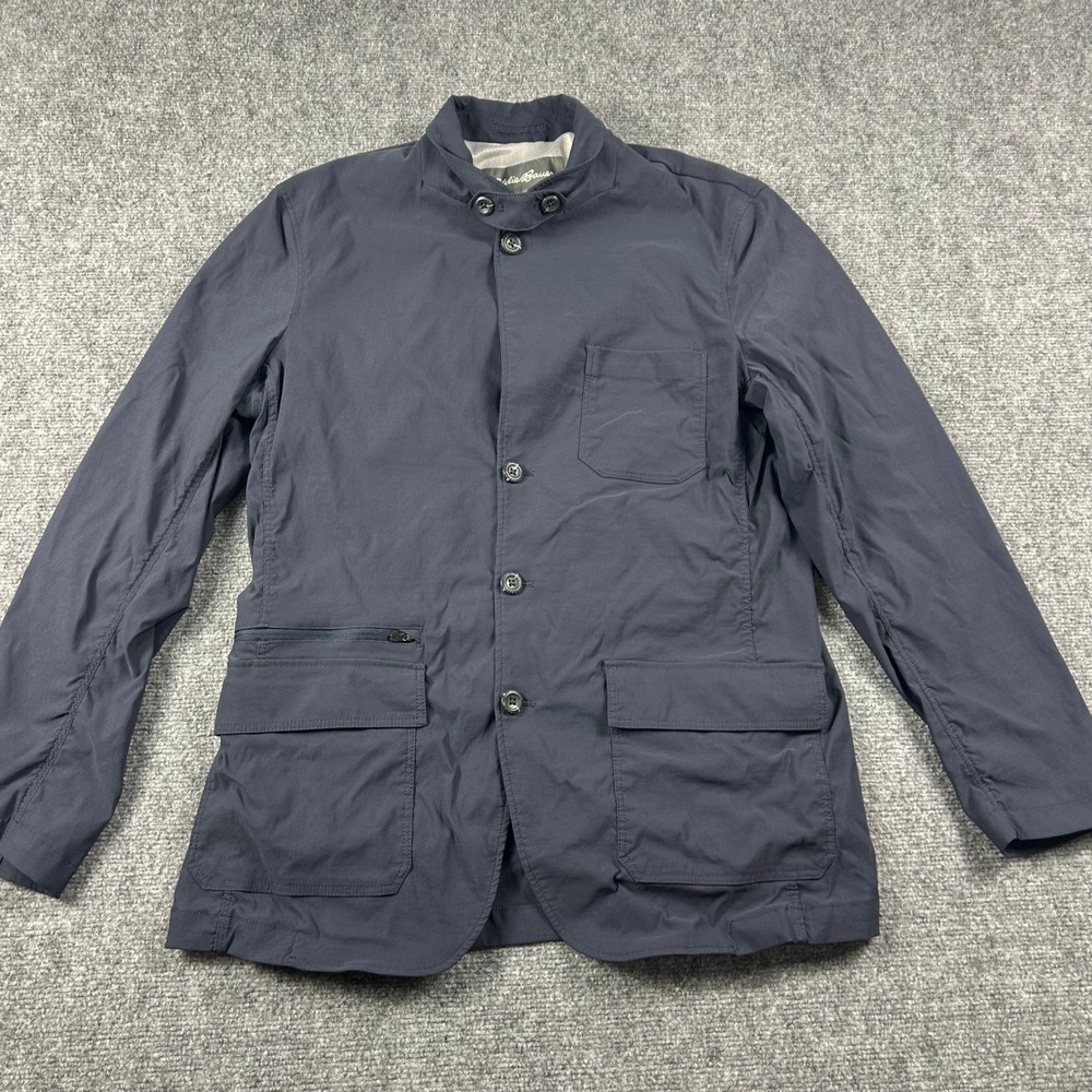 Eddie Bauer Travex Blazer Mens 44 Navy Blue Stretch Travel Field Jacket Coat